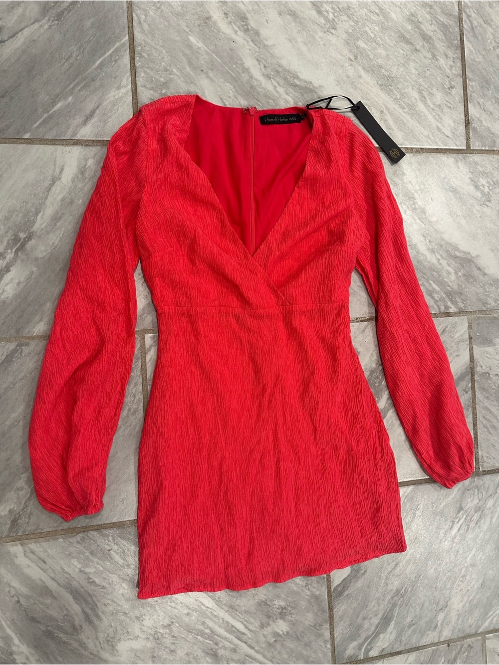 NWT House Of Harlow Womens Pink Mini Long Sleeve Loose Dress Size Small